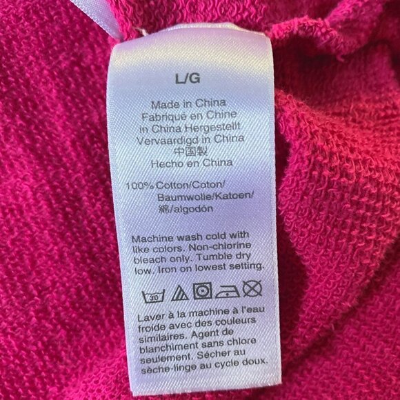 J. Crew Vintage Cotton Terry Turtleneck Sweatshirt Fuchsia Magenta Pink size L - Picture 5 of 6